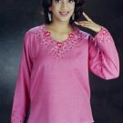 Cotton Scoop Neck Floral Embroidered Tunic Top