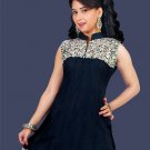 Ladies Navy blue collar Tunic dress with Short sleeve