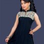 Ladies Navy blue collar Tunic dress with Short sleeve
