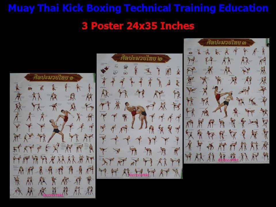 MUAY THAI KICK BOXING 3 POSTERS FOR TECHNICAL EDUCATION 