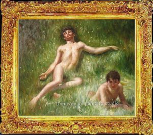 ART OIL ON CANVAS-Henry Scott Tuke-The Sunbathers-1927
