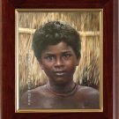 FREE SHIPPING OIL ON CANVAS AFRICAN black eyes boy ART