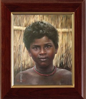 FREE SHIPPING OIL ON CANVAS AFRICAN black eyes boy ART