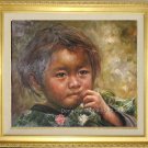 Art Original Oil Painting-Nepalese Children Little Girl