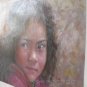 ART ORIGINAL OIL ON CANVAS MEXICO YOUNG GIRL&BUTTERFLY