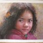 ART ORIGINAL OIL ON CANVAS MEXICO YOUNG GIRL&BUTTERFLY