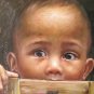 Children Waiting At The Door Art Original Oil Painting