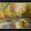 HUGE OIL ON CANVAS landscape realism with impressionism