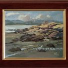 ORIGINAL sketch OIL PAINTING-Landscape Bay stretched-NR