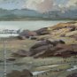 ORIGINAL sketch OIL PAINTING-Landscape Bay stretched-NR