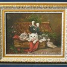 ART FRAMED OIL PAINTING ON BROAD FRAMED ANIMALS CATS