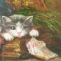 ART FRAMED OIL PAINTING ON BROAD FRAMED ANIMALS CATS