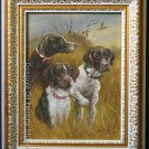 ART SIGNED OIL PAINTING ON BROAD FRAMED ANIMALS DOGS