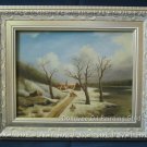 OIL PAINTING on broad framed landscape lane -SIGNED