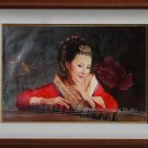 Original Oil Painting Oriental Lady Beauty Zither Girl