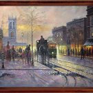 48"-OIL ON CANVAS DRAWN BY KNIFE CITYSCAPE CHURCH
