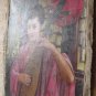 ART ORIGINAL OIL ON CANVAS CHARMING LADY PLAYING LUTE