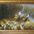 36"SALE ORIGINAL OIL ON CANVAS SIGNED ANIMAL Wolf