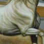 ORIGINAL OIL ON CANVAS ANIMAL WHITE HORSE-ON SALE