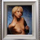 SALE ORIGINAL OIL ON CANVAS MODERN PORTRAIT NUDE GIRL