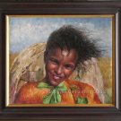 ORIGINAL OIL PAINTING-Young Girl At Somalia Refugees