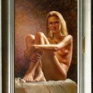 Oil Painting Original Female Art On The Table Nude Girl