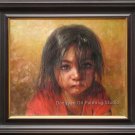 ART ORIGINAL OIL PAINTING UNHAPPY PAKISTANI YOUNG GIRL