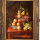 Archaistic Oil Painting on crackeled canvas Life Fruits