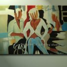 SALE ART DECO OIL PAINTING ON CANVAS FIGURES IN THE BAR