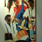 SALE ART DECO OIL PAINTING ON CANVAS FIGURES THE BAND