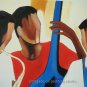 SALE ART DECO OIL PAINTING ON CANVAS FIGURES THE BAND