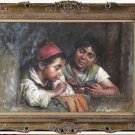 Old Master-Oil Paintings-Luigi Bechi-Blowing Bubbles