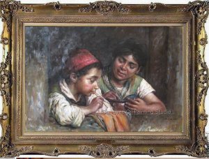 Old Master-Oil Paintings-Luigi Bechi-Blowing Bubbles