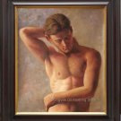 BOY ORIGINAL OIL ON CANVAS ART SALE- FIGURE MALE NUDE