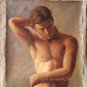 BOY ORIGINAL OIL ON CANVAS ART SALE- FIGURE MALE NUDE