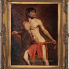 Original Oil Painting On Linen Canvas Men Male Nude