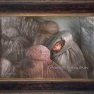 ART SALE ORIGINAL OIL ON CANVAS CHILDREN IN AFGHAN