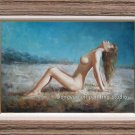 ART ORIGINAL IMPRESSIONIST OIL PAINTING Nude SIGNED 36"