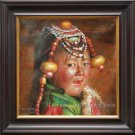 ORIGINAL OIL ON CANVAS PORTRAIT OF A TIBENAN GIRL