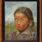 ART ORIGINAL OIL ON CANVAS TIBETAN YOUNG GIRL ON SALE