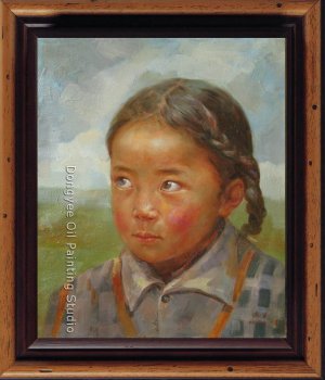 ART ORIGINAL OIL ON CANVAS TIBETAN YOUNG GIRL ON SALE