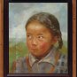 ART ORIGINAL OIL ON CANVAS TIBETAN YOUNG GIRL ON SALE