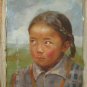 ART ORIGINAL OIL ON CANVAS TIBETAN YOUNG GIRL ON SALE