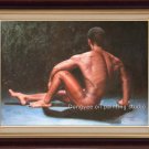 ORIGINAL OIL PAINTING strong  male Nude-ON SALE