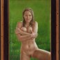 ART ORIGINAL OIL ON CANVAS CHARMING NUDE GIRL IN GREEN