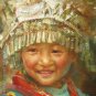 ORIGINAL OIL PAINTING MIAO NATION GIRL IN THE FESTIVAL