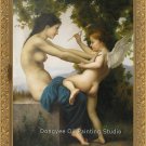 ART OIL PAINTING NUDE ANGEL Bouguereau-Young Girl Eros