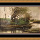 OIL PAINTING HAND PAINTED  a creek ART ON SALE LANDSCAP