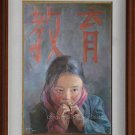 Original Oil Painting “Education” Young Girl Tibetan