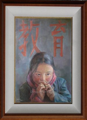 Original Oil Painting &acirc;��Education&acirc;�� Young Girl Tibetan